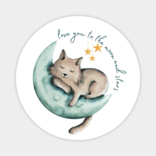 Love You Kitty Moon Magnet